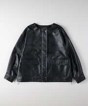 ハニーサックルローズ フェイクレザーノーカラーＪＫ