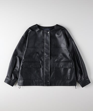 ハニーサックルローズ フェイクレザーノーカラーＪＫ