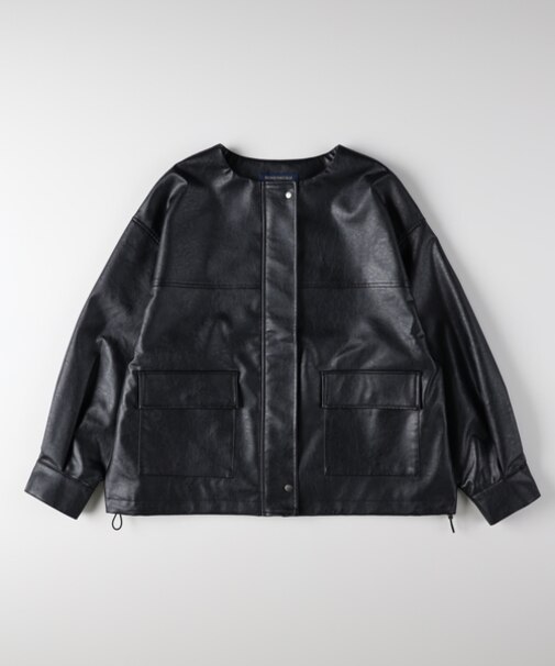 ハニーサックルローズ フェイクレザーノーカラーＪＫ