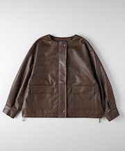 ハニーサックルローズ フェイクレザーノーカラーＪＫ