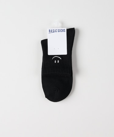 ベーシックソックス Ｑスマイル刺繍ソックス