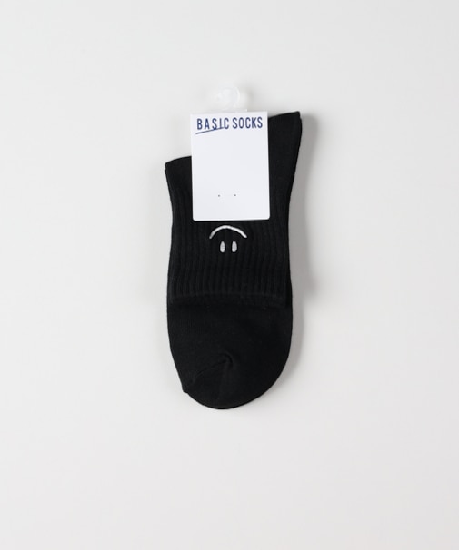 ベーシックソックス Ｑスマイル刺繍ソックス
