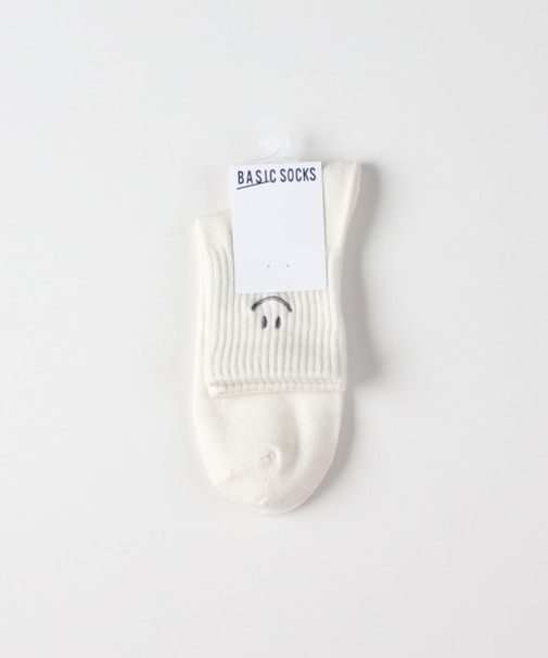 ベーシックソックス Ｑスマイル刺繍ソックス