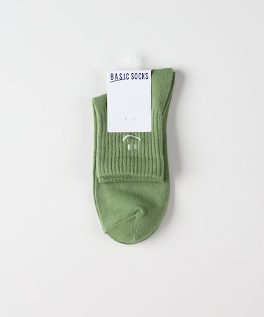 ベーシックソックス Ｑスマイル刺繍ソックス
