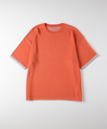 リファービッシュ 袖バイカラー配色ジャガードニットＴシャツ