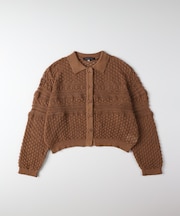 ハニーサックルローズ レース編みニットポロカーディガン