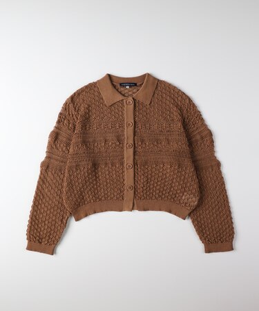 ハニーサックルローズ レース編みニットポロカーディガン