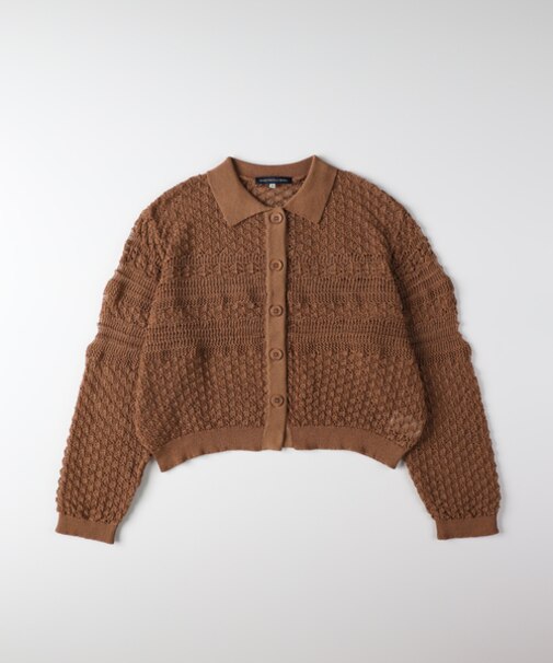 ハニーサックルローズ レース編みニットポロカーディガン