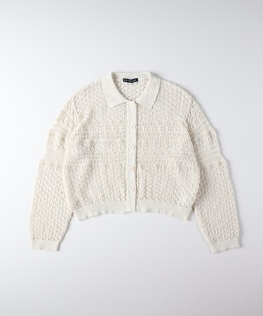 ハニーサックルローズ レース編みニットポロカーディガン