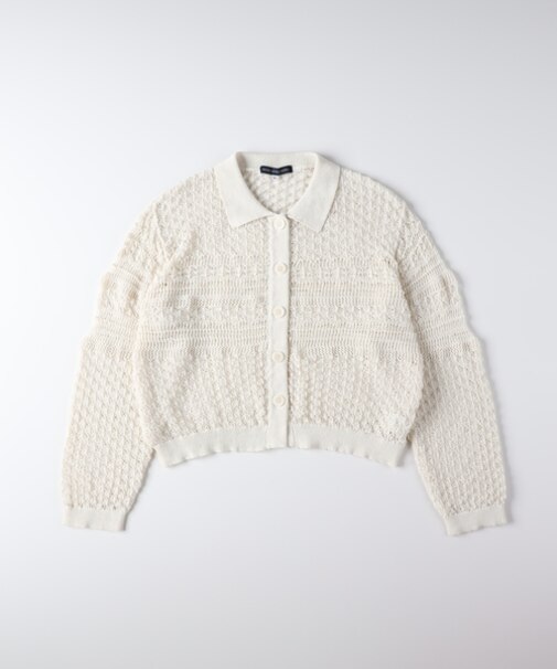 ハニーサックルローズ レース編みニットポロカーディガン