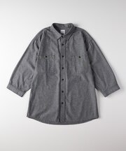 プラスワン シャンブレー七分袖シャツ