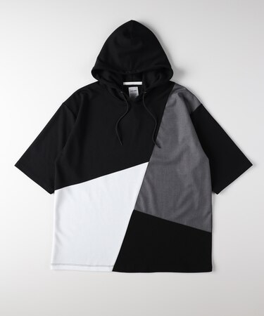 プラスワン ポンチ切替５分袖Ｔパーカー