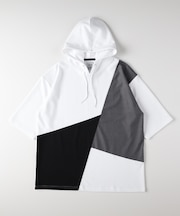 プラスワン ポンチ切替５分袖Ｔパーカー