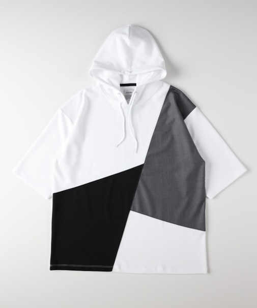 プラスワン ポンチ切替５分袖Ｔパーカー