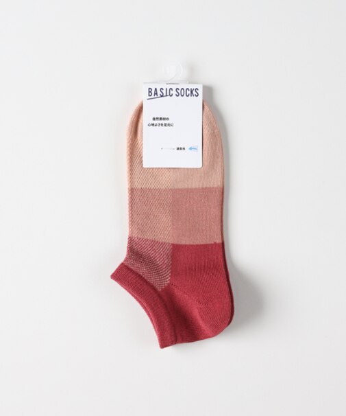 ベーシックソックス バンブーブロックガラアンクルメッシュソックス