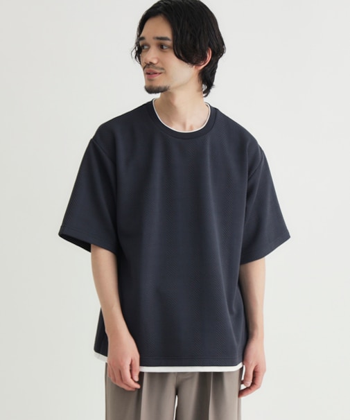 バックナンバー ジャガードフェイクレイヤード半袖Ｔシャツ