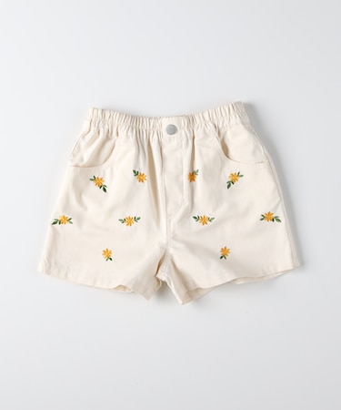 ヴィヴィアンブルー 小花刺繍ショートパンツ