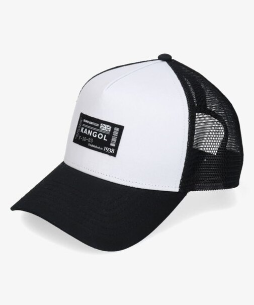 KANGOL SMU Label Trucker Mesh Cap  BLACK/WHITE