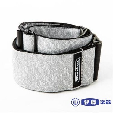 ギターストラップ　JimDunlop D67-12 CUBE HATCH LIGHT GREY ジムダンロップ