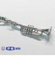 立体管楽器ストラップ【トランペット　シルバー】
