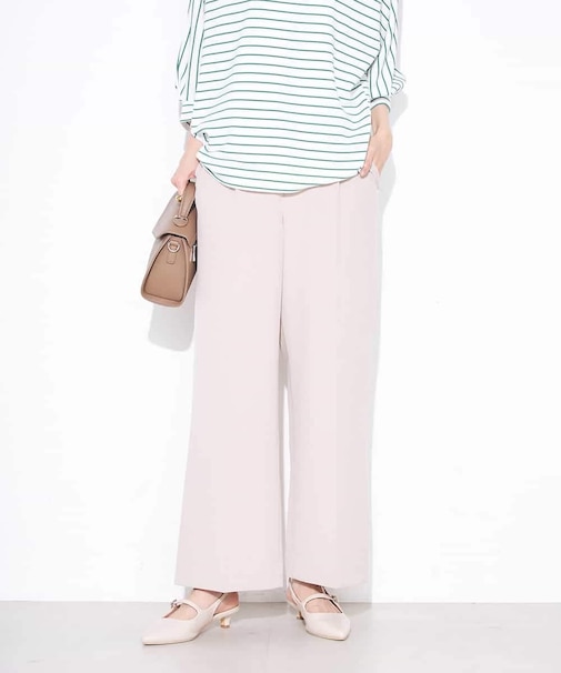 【イージーケア/ストレッチ】美ラクるスッキリ見えワイドパンツ