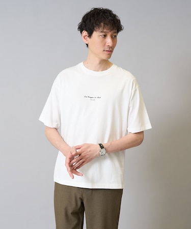 【接触冷感】ミニロゴプリントセミワイドシルエットカットソー