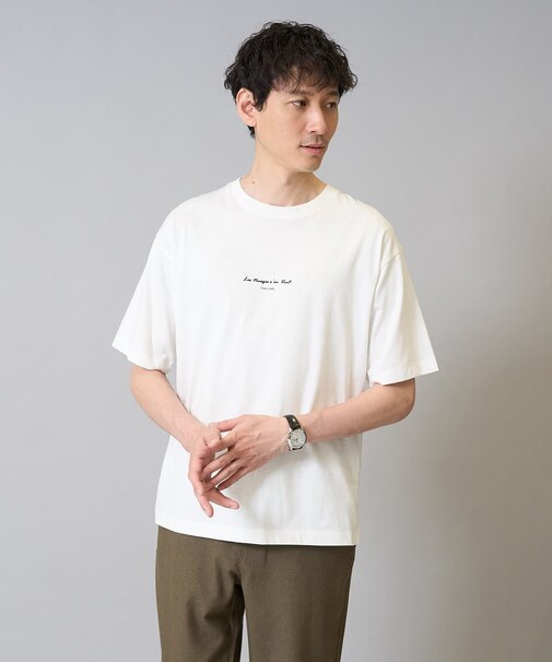 【接触冷感】ミニロゴプリントセミワイドシルエットカットソー