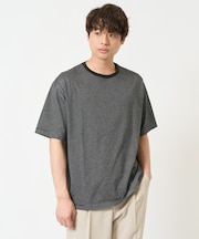 【接触冷感】細ボーダーセミワイドシルエットカットソー