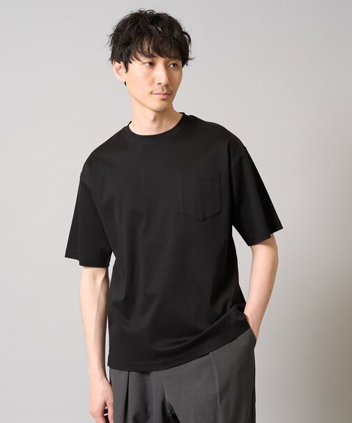 【接触冷感/UVカット/毛玉になりにくい】シルケットスムースワイドシルエットカットソー