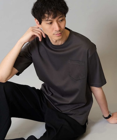 【接触冷感/UVカット/毛玉になりにくい】シルケットスムースワイドシルエットカットソー