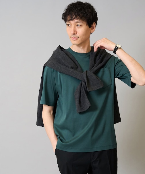 【接触冷感/UVカット/毛玉になりにくい】シルケットスムースワイドシルエットカットソー