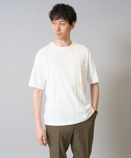 【接触冷感】ピンタックセミワイドシルエットカットソー