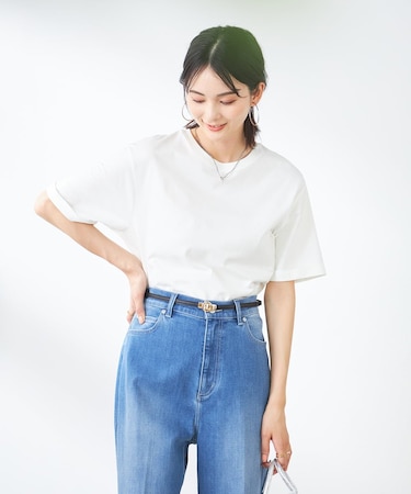 【接触冷感/UVカット/コットン100％/10色展開】ロールアップハーフスリーブＴシャツ