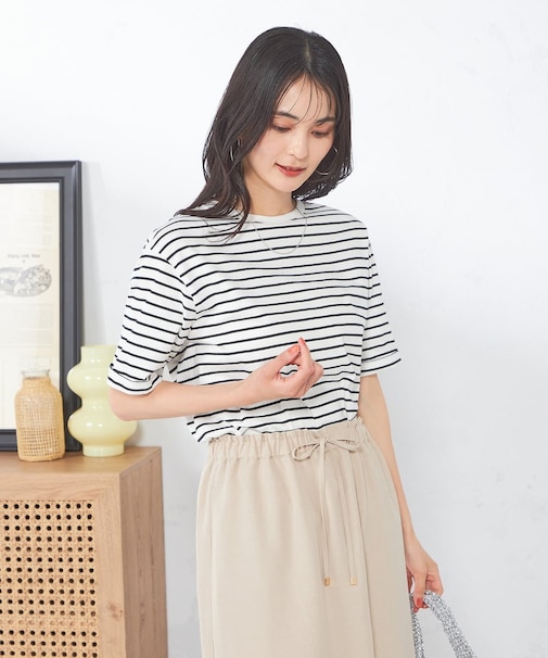 【接触冷感/UVカット/コットン100％/10色展開】ロールアップハーフスリーブＴシャツ
