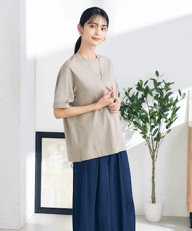 【接触冷感/UVカット/コットン100％/10色展開】ロールアップハーフスリーブＴシャツ