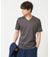 【接触冷感/UVカット/毛玉になりにくい】シルケットスムースVネックカットソー
