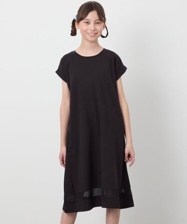 【毛玉になりにくい】[100-130]シアー切り替えワンピース