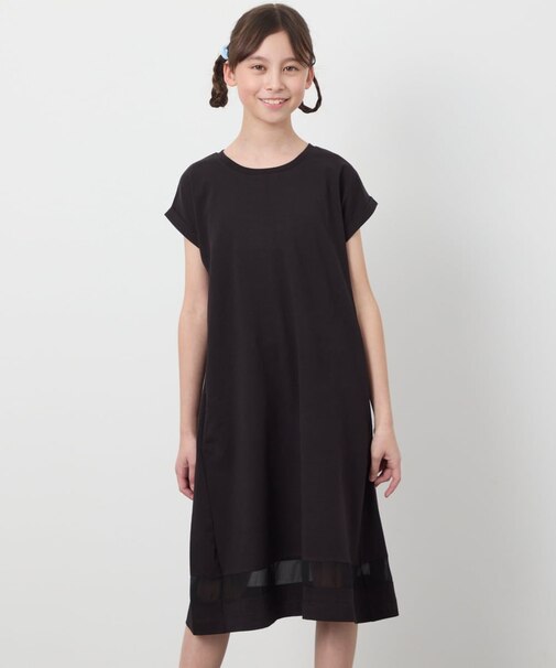 【毛玉になりにくい】[100-130]シアー切り替えワンピース