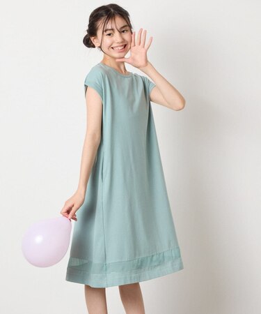 【毛玉になりにくい】[100-130]シアー切り替えワンピース