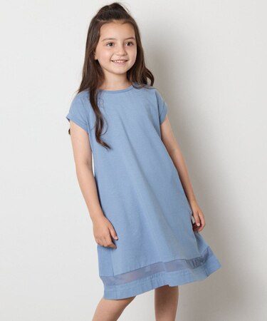 【毛玉になりにくい】[100-130]シアー切り替えワンピース