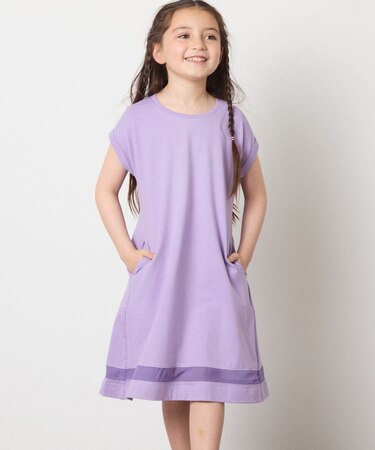 【毛玉になりにくい】[100-130]シアー切り替えワンピース