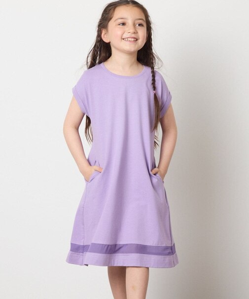 【毛玉になりにくい】[100-130]シアー切り替えワンピース