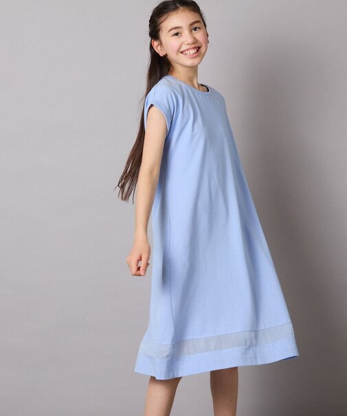 【毛玉になりにくい】[100-130]シアー切り替えワンピース