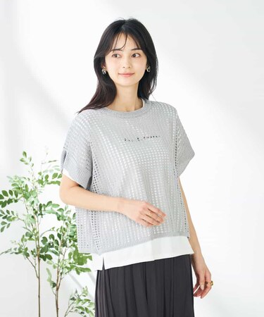ラメメッシュサマーニット