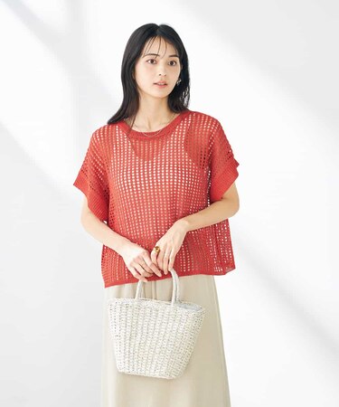 ラメメッシュサマーニット