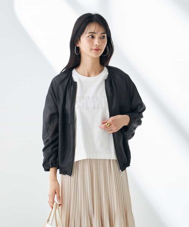 【洗える/イージーケア/接触冷感/毛玉になりにくい】ノーカラーシアーブルゾン