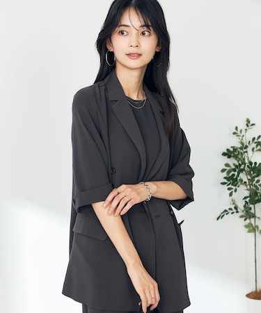 【接触冷感/洗える/イージーケア】ハーフスリーブジャケット