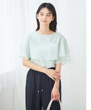 【接触冷感/UVカット】2WAY シフォンケープカットソー