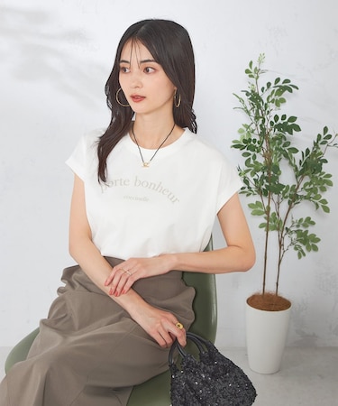 【コットン100%】フレンチスリーブロゴTシャツ