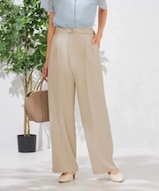 【洗える】ベルト付きストレートパンツ